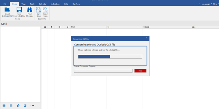 Now, software is converting OST file. The conversion duration depends on size of OST file.