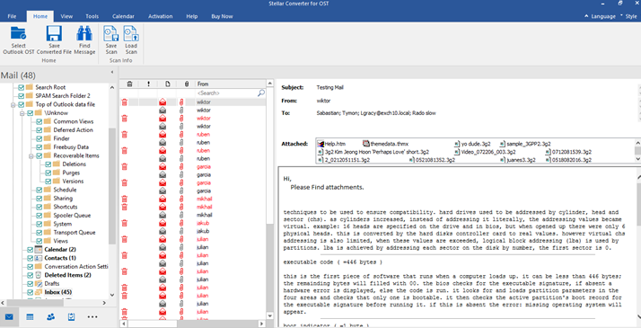 Once the file has been converted, you may examine its contents in the preview window.
