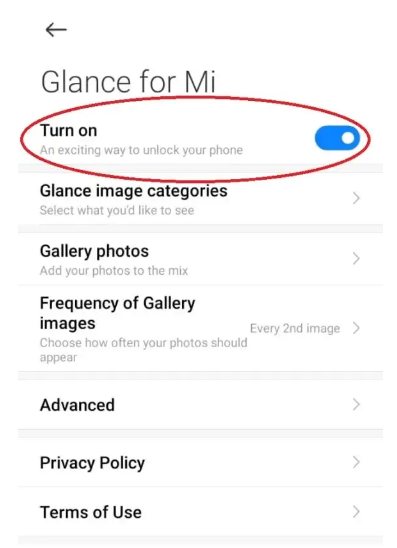 Step 2 of how to remove Glance from Mi 9 Lite