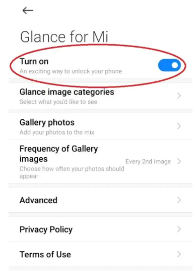 Step 2 of how to remove Glance from Mi Mix 2S