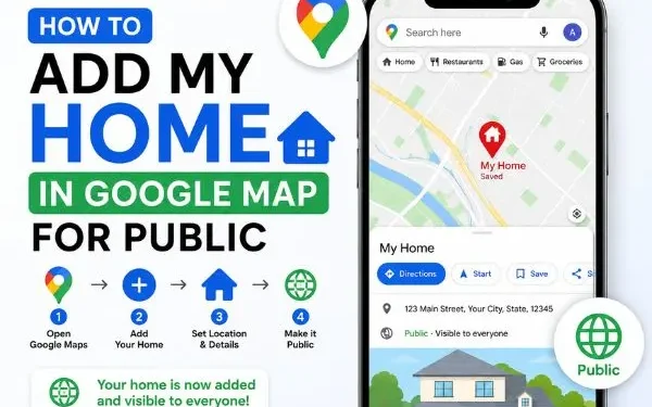 How to add my home in google map for public