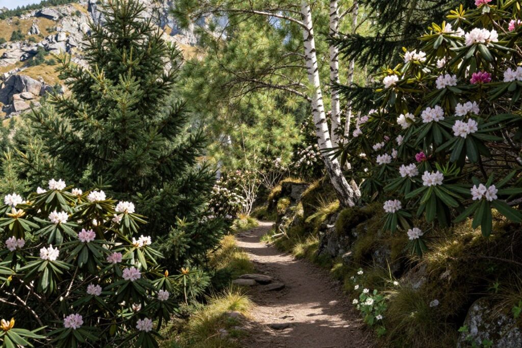 Pine and rhododendron forest near Rishop Pine and rhododendron forest near Rishop