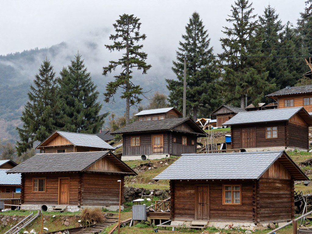 Rishop village cottages surrounded by pine trees Rishop village cottages surrounded by pine trees